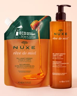 Nuxe Reve De Miel Ultra Rich Cleansing Gel: Honey-Infused Face & Body Wash for Dry, Sensitive Skin - Natural, Paraben & SLS Free Nuxe Reve De Miel Cleansing Gel - Honey Face & Body Wash Nuxe Reve De Miel, ultra rich cleansing gel, face and body cleanser, honey cleansing gel, natural face wash, dry skin cleanser, sensitive skin cleanser, moisturizing body wash, paraben free cleanser, SLS free cleanser, cleansing gel, face cleanser, body wash, honey, natural skincare, dry skin, sensitive skin, moisturizing, p
