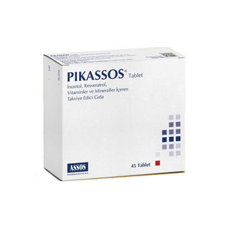 assos pikassos 45 tablet dietary supplement, front view of Selinecza Assos Pikassos tablet, nutritional information of Assos Pikassos tablets Selinecza Assos Pikassos 45 Tablet - Daily Wellness Support Assos Pikassos 45 Tablet - Dietary Supplement assos-pikassos-45-tablet, dietary-supplement, selenium, zinc, vitamin-d, resveratrol, wellness, health, nutritional-support, ai-generated