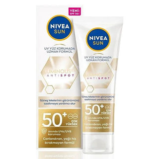 Nivea Sunscreen Face Cream SPF50 - Anti-Aging Sun Protection for Face, Neck, and Decolletage - Non-Greasy, Dermatologically Approved Nivea Sunscreen Face Cream SPF50 - Anti-Aging Protection Sunscreen face cream, SPF50 face protection, Anti-aging sun care, Dermatologically approved sunscreen, Non-greasy face cream, Face and neck protection, Daily sun protection, Outdoor activity sunscreen, Sensitive skin friendly, Hyaluronic Acid, Vitamin E enriched, Luminous630 formula