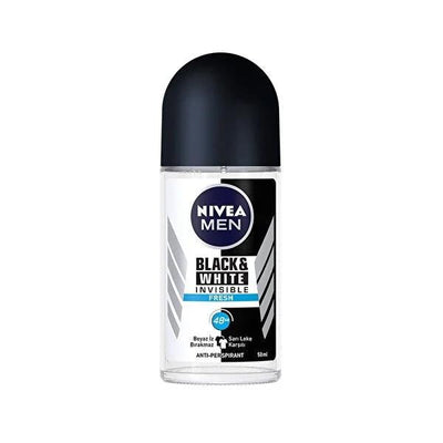 Nivea Men Invisible Black&White Roll-On Deodorant - 48 Hour Protection, Anti-Stain, Dermatologically Tested - 1.69 fl oz