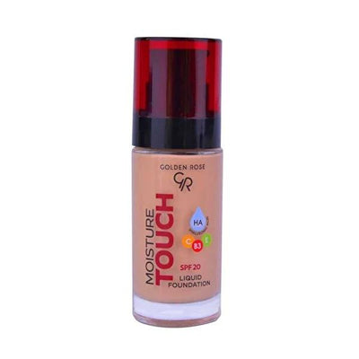 Golden Rose Moisture Touch Liquid Foundation SPF 20: Hydrating, Vegan Formula for Natural, Buildable Coverage & Sun Prot