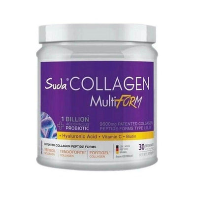 Suda Collagen MultiFORM 300g - Hydrolyzed Collagen Peptides, Probiotics, Hyaluronic Acid, Vitamin C & Biotin for Skin, H