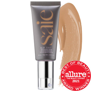 Saie Slip Tint - Lightweight Tinted Moisturizer with SPF 35, Hyaluronic Acid & Mineral Zinc Oxide for Dewy Coverage Saie Slip Tint: Tinted Moisturizer with SPF 35 & Hyaluronic Acid tinted moisturizer, SPF 35, non-comedogenic, hyaluronic acid, mineral zinc oxide, clean beauty, cruelty-free, gluten-free, dewy finish, natural makeup, everyday makeup, lightweight moisturizer, broad-spectrum sun protection, radiant finish, liquid formulation, skincare benefits, sensitive skin friendly, fragrance-free, recyclable