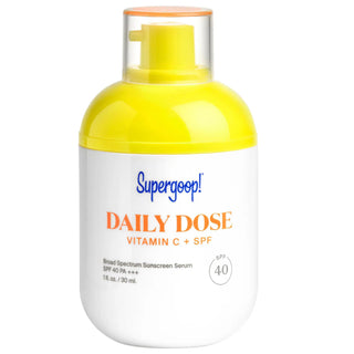 Daily Dose Vitamin C Serum with SPF 40 Sunscreen - Brightens Skin, Targets Dark Spots, Anti-Aging Skincare Vitamin C Serum with SPF 40 - Brightens & Protects Skin Vitamin C Serum, SPF 40 Sunscreen, Dark Spot Correction, Anti-Aging Skincare, Brightening Serum, Skincare, Sunscreen, Face Sunscreen, Anti-Aging, Hyperpigmentation Treatment, Brightening, Radiant Skin, Youthful Skin, Gluten-free, Cruelty-free, Normal Skin, Dry Skin, Combination Skin