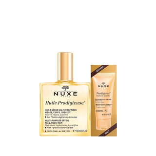 Nuxe Huile Prodigieuse Skincare Set - Luxurious Multi-Purpose Dry Oil & Shower Gel Bundle Nuxe Huile Prodigieuse Skincare Set - Luxurious Dry Oil & Shower Gel Nuxe Huile Prodigieuse, Multi-purpose dry oil, Luxury skincare set, French skincare brand, Skincare bundle, Natural skincare products, Hydration, Nourishment, Skincare routine, Luxury skincare experience, Gift ideas