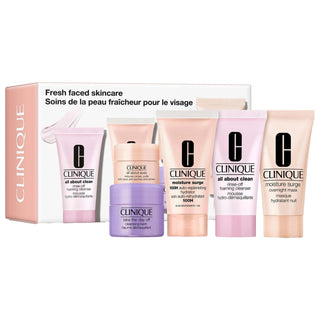 Clinique Exclusive Fresh Faced Skincare Set: Hydrating Moisture Surge, Cleansing Balm & Eye Cream - Paraben & Phthalate Free Clinique Skincare Set: Hydrate & Cleanse for Radiant Skin skincare set, hydrating skincare, cleansing balm makeup remover, eye cream for dark circles, overnight face mask, paraben free skincare, phthalate free skincare, moisture surge, dry skin solutions, double cleanse skincare, skincare, hydrating, cleansing, eye cream, face mask, paraben free, phthalate free, moisture, dry skin, do