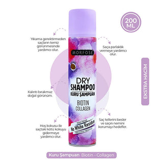 Morfose Extra Volume Dry Shampoo - Biotin & Collagen - Oil Absorbing, No Residue - Instant Hair Volume Booster, Waterless Cleanser Morfose Volume Dry Shampoo: Oil Absorbing, Biotin & Collagen Dry shampoo, Volume dry shampoo, Biotin collagen dry shampoo, Oil absorbing dry shampoo, Hair volume booster, No residue dry shampoo, Waterless hair cleanser, Extra volume dry shampoo, hair care, hair product, biotin, collagen, oil absorption, volume, no residue, cleansing, hair refresh, beauty, personal care, hair vol