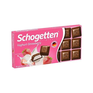 Schogetten Strawberry Yogurt Chocolate Bar - 100g German Chocolate with Unique Filling Schogetten Strawberry Yogurt Chocolate Bar - Unique German Chocolate strawberry yogurt chocolate, Schogetten chocolate, German chocolate, chocolate bar, strawberry flavored chocolate, unique filling, premium chocolate, sweet treat, gift ideas, chocolate lovers, indulgent chocolate, sharing chocolate