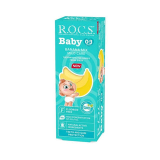 ROCS Baby Toothpaste, 45g - Natural Banana Flavor, Fluoride-Free & SLS-Free for Infants & Toddlers ROCS Baby Toothpaste - Natural & Safe for Infants baby toothpaste, infant oral care, fluoride-free toothpaste, SLS-free toothpaste, natural baby toothpaste, banana flavored toothpaste for babies, gentle oral care, non-toxic toothpaste, baby oral hygiene, toddler toothpaste, safe toothpaste for infants