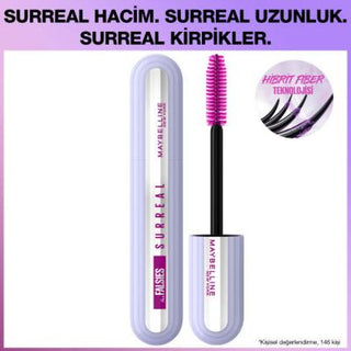 maybelline falsies surreal mascara, close-up of maybelline falsies surreal mascara wand, model showcasing maybelline falsies surreal mascara Maybelline New York Falsies Surreal Mascara | 0.35 fl oz Maybelline Falsies Surreal Mascara - Volume Boost maybelline, falsies-surreal-mascara, volumizing-mascara, long-lasting, eye-makeup, mascara, beauty, makeup, ai-generated, cosmetics