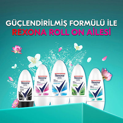 Rexona Cotton Dry Roll-On Deodorant for Women: 72-Hour Protection, Hypoallergenic, and Soft Cotton Extracts - Stay Fresh