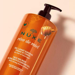 Nuxe Reve De Miel Ultra-Rich Cleansing Gel - 750ml Face & Body Wash for Dry, Sensitive Skin - Hydrating, Nourishing, Gentle, & Long-Lasting Nuxe Reve De Miel Cleansing Gel: Hydrate Dry Skin! Nuxe Reve De Miel, Ultra-Rich Cleansing Gel, Face and Body Wash, Dry Skin Cleanser, Nourishing Cleansing Gel, Gentle Body Wash, Hydrating Face Wash, cleansing gel, face wash, body wash, dry skin, sensitive skin, nourishing, hydrating, gentle, moisturizing, skincare, beauty, personal care, bath, shower, Reve De Miel, hon