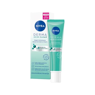 Nivea Derma Skin Clear Night Exfoliator Cream - 40ml, Glycolic Acid, Salicylic Acid & Niacinamide for Acne Control & Ski