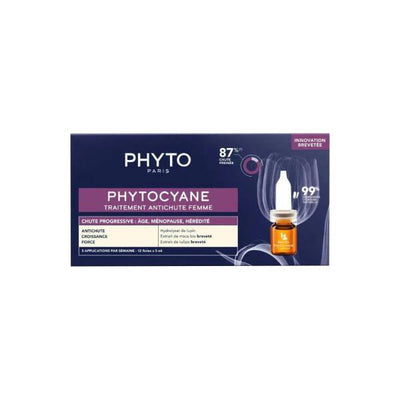 Phyto Phytocyane Anti-Hair Loss Treatment For Women - 12 x 5ml Single-Use Doses, Promotes Hair Health & Reduces Thinning