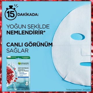 Garnier Moisturizing Face Mask with Pomegranate Extract & Hyaluronic Acid for Normal to Dry Skin - Intensive Hydration & Radiant Skin Garnier Moisturizing Face Mask - Hydrate & Radiate face mask, moisturizing face mask, sheet mask, Garnier face mask, pomegranate extract face mask, hyaluronic acid face mask, skincare, hydration, dry skin, normal skin, radiant skin, intensive hydration, skincare routine, beauty products, Garnier skincare, natural ingredients, skincare solutions