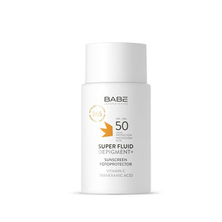 Babe Super Fluid Depigment+ SPF50 Sunscreen: Fade Dark Spots, Prevent Sun Damage - Lightweight, Broad Spectrum Protection, 50ml Babe SPF50 Sunscreen: Fade Dark Spots & Prevent Sun Damage sunscreen, SPF50 sunscreen, depigmenting sunscreen, sunscreen for hyperpigmentation, fluid sunscreen, Babe sunscreen, broad spectrum sunscreen, sun protection, sun damage prevention, dark spot reduction, hyperpigmentation treatment, lightweight sunscreen, face sunscreen, daily sunscreen, travel sunscreen, skincare, UVA prot