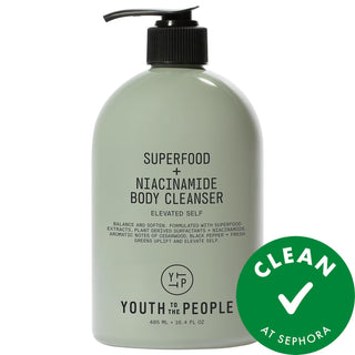 Superfood + Niacinamide Body Cleanser: Hydrating, Gentle, Antioxidant-Rich Body Wash for Sensitive Skin | Earthy Scent, Radiant Skin Superfood Body Cleanser: Niacinamide, Hydrating, Gentle body cleanser, niacinamide body wash, antioxidant body cleanser, hydrating body wash, gentle body cleanser, natural body wash, kale green tea body wash, earthy scented body wash, sensitive skin body wash, moisturizing body cleanser, body wash, cleanser, niacinamide, kale extract, green tea extract, earthy scent, woody sce