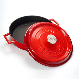 LAVA Cast Iron Cookware - 28cm Enamel Coated Round Cookware for Durable Cooking LAVA 28cm Cast Iron Cookware - Durable Enamel Coated Cast Iron Cookware, Enamel Coated Cookware, Durable Cookware, Heat Retention Cookware, Sustainable Cookware, Cooking Essentials, Kitchen Staples, Slow Cooking, Traditional Cooking, Outdoor Cooking, Cast Iron, Enamel Cookware, Cooking Pots, Dutch Ovens