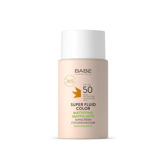 Babe Facial Sunscreen SPF50: Mattifying Tinted Sunscreen for Oily Skin - Color Correcting Super Fluid - High UVA/UVB Protection, 50ml Babe SPF50 Facial Sunscreen - Mattifying & Tinted Protection facial sunscreen, SPF50 sunscreen, mattifying sunscreen, tinted sunscreen, sunscreen for oily skin, Babe sunscreen, color correcting sunscreen, super fluid sunscreen, face sun protection, sunscreen with color, sun protection, oily skin, combination skin, color correction, UVA protection, UVB protection, skincare, be