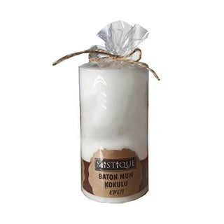 Mistique: Cream Scented Baton Candle - Medium 7x7 - Home Fragrance, Aromatherapy, and Decorative Candle Mistique Cream Scented Baton Candle | Home Fragrance Scented candle, Cream scented candle, Baton candle, Home fragrance, Aromatherapy candle, Decorative candle, Kokulu Mum, candle, home decor, fragrance, cream candle, gifts, relaxation, ambiance, stylish candle, unique candle, scented, home scents, calming, elegant, room fragrance, medium candle, baton shape, gifts for her, gifts for him, home aromatherap