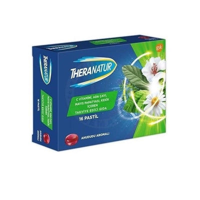 Theranatur Raspberry Flavored Herbal Lozenges with Vitamin C - Natural Throat Relief & Immune Support