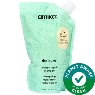 amika The Kure Strength Repair Shampoo: Vegan, Cruelty-Free for Damaged & Color-Treated Hair - Reduce Breakage, Fortify Bonds with Sea Buckthorn amika Kure Shampoo: Strength & Repair - Vegan, Cruelty-Free strength repair shampoo, vegan shampoo, cruelty-free shampoo, damaged hair shampoo, color safe shampoo, hair breakage treatment, split end repair, sea buckthorn shampoo, bond-fortifying shampoo, recyclable shampoo, hair shampoo, dry hair, damaged hair, heat styling, chemical treatments, vegan, cruelty-free