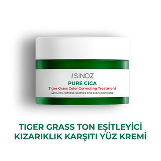 Sinoz Pure Cica Tiger Grass Facial Cream - Redness Relief, Tone Correction, Sensitive Skin Soothing, and Barrier Repair - Centella Asiatica Sinoz Cica Cream: Redness Relief & Skin Tone Correction Cica cream, Tiger grass cream, Redness relief cream, Skin tone correcting cream, Sensitive skin cream, Centella Asiatica cream, Soothing face cream, Anti-redness face cream, Facial redness treatment, Barrier repair cream, Facial Cream, Skin care, redness relief, skin tone correction, sensitive skin, Centella Asiati