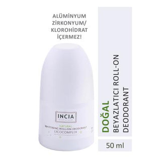Incia Natural Whitening Roll On Deodorant 50 Ml - Non-Antiperspirant, Natural Mineral Salt, Licorice Root Extract Incia Natural Whitening Deodorant - 50 Ml Natural Deodorant, Whitening Deodorant, Roll On Deodorant, Non-antiperspirant Deodorant, Natural Personal Care, Chemical-Free Deodorant, Skin Whitening, Licorice Root Extract, Natural Mineral Salt, Personal Care, Cosmetics, Hygiene Products, Natural Skincare, Underarm Care
