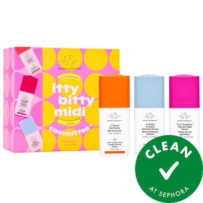 Itty Bitty Midi Committee Skincare Serum Trio: Hydrate, Brighten, & Exfoliate - Anti-Aging, Fine Lines, Dryness - Vitami