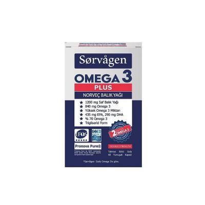 Sorvagen Omega-3 Plus Norwegian Fish Oil Supplement - 60 Soft Capsules for Heart Health & Brain Function