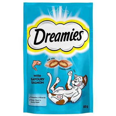 Dreamies Healthy Cat Treats - Low Calorie, Crunchy Outside, Soft Inside - 60g