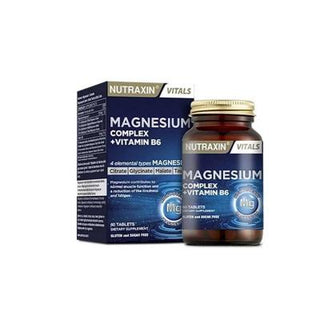 Nutraxin Magnesium Complex + Vitamin B6: Halal, Gluten & Sugar-Free - Supports Muscle Function, Boosts Energy & Overall Well-Being Nutraxin Magnesium + B6: Halal, Gluten-Free Energy & Muscle Support Magnesium supplement, Vitamin B6 supplement, Magnesium complex, Halal magnesium, Gluten-free magnesium, Sugar-free magnesium, Magnesium citrate, Magnesium bisglycinate, Magnesium malate, Magnesium taurate, muscle cramps, fatigue, energy boost, halal supplement, gluten-free supplement, sugar-free supplement, magn