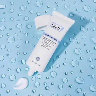 luvit moisturizing repair cream 75ml, luvit cream texture in jar, application of luvit cream on skin Luv it Moisturizing Repair Cream - Deep Hydration | 75ml Luv it Moisturizing Repair Cream - 75ml moisturizing-cream, repair-cream, skincare, hydration, anti-aging, sensitive-skin, daily-use, hyaluronic-acid, panthenol, ai-generated