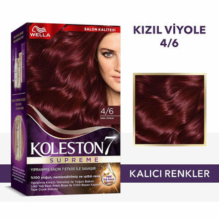 Wella Koleston Supreme 4/6 Kızıl Viyole: Radiant Red Violet Hair Dye Kit - Long Lasting Color, Intense Shine & Deep Conditioning Wella Koleston Red Violet Hair Dye: Long Lasting Color & Shine Wella Koleston hair dye, red violet hair color, at-home hair coloring kit, long lasting hair dye, hair color with conditioner, 4/6 Kızıl Viyole hair dye, permanent hair color, hair color maintenance, Wella hair color, red hair dye, violet hair dye, hair coloring, hair dye kit, at home hair color, hair color, hair dye, 