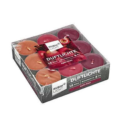 Rubin Licht Apple & Cinnamon Scented Candle Set - 18 Pack, Warm Atmosphere, Bulk Home Fragrance