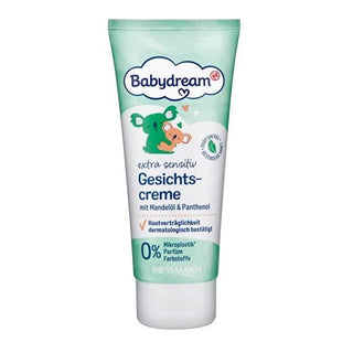 Babydream Baby Face Care Cream for Sensitive Skin, Fragrance-Free, Vegan, 3.38 fl oz Babydream Baby Face Cream - Sensitive Skin, Fragrance-Free & Vegan baby face cream, sensitive skin care, fragrance-free baby products, vegan baby skincare, dermatologically tested baby cream, gentle skincare, natural baby products, almond oil, panthenol, DAAB approved
