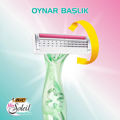 Bic Women's Razor - Miss Soleil Sensitive 3-Blade Shaving System for Smooth Skin