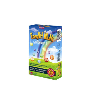 EasyVit Chewable Multivitamin with Omega-3 Supplement for Kids - 30 Tablets, Supports Heart & Brain Health EasyVit Chewable Multivitamin with Omega-3 for Kids - 30 Tablets Chewable multivitamin, Omega-3 supplement, Children's vitamins, Easy-to-swallow vitamins, Multivitamin with omega-3, Kids health supplements, Nutritional support for children, Heart health supplements, Brain health supplements, Dietary supplements, Health and wellness products, Sachane discount, Vitamin and mineral supplements