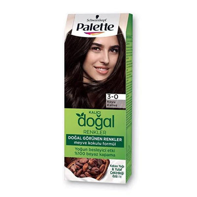 Palette Natural Colors 3-0 Dark Brown Hair Dye: Natural-Looking Color, Argan Oil Shine & Softness