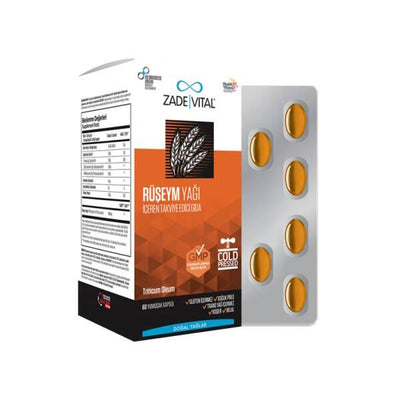 Zade Vital Wheat Germ Oil Supplement - 60 Cold-Pressed Capsules - Rich in Vitamin E | Natural Dietary Supplement
