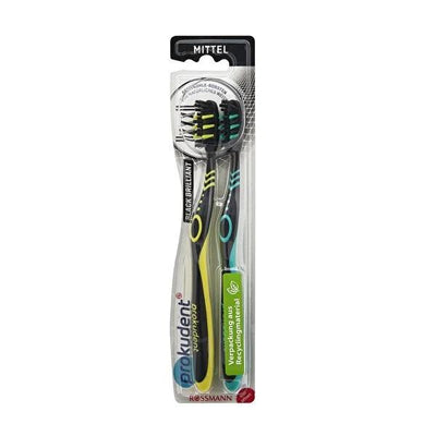 Prokudent Active Carbon Toothbrush - Medium Hardness, Ergonomic Design, 2-Pack - German Quality Manual Toothbrush for Ef