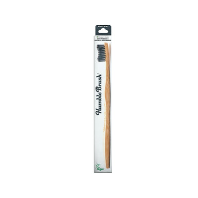 Humble Brush Soft Manual Toothbrush for Adults - Gentle Oral Care, Soft Bristles, Black
