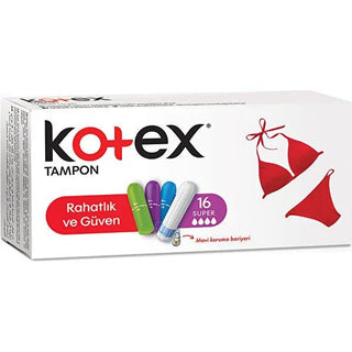 Kotex Super Tampon for Heavy Flow Days - High Absorbency Cotton Tampons for Women, 16 Count