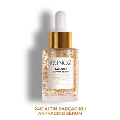 Sinoz 24K Gold Facial Serum: Anti-Aging, Collagen & Hyaluronic Acid Serum for Radiant, Firm, and Hydrated Skin - All Ski