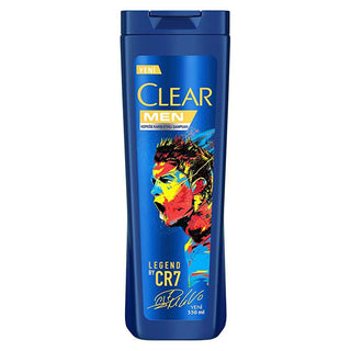 Clear Men Shampoo Legend Cristiano Ronaldo Limited Edition - Front View, Clear Men Anti-Dandruff Shampoo - Product Features, Clear Men Shampoo 350ml - Application Clear Men Shampoo Legend by CR7 Cristiano Ronaldo - Anti-Dandruff Formula for Men | 350 ml Clear Men Shampoo by Cristiano Ronaldo - 350ml clear-men-shampoo, cr7-shampoo, anti-dandruff, men-hair-care, nourishing-shampoo, sea-salt-formula, scalp-care, 3zero-tech, men-beauty, ai-generated