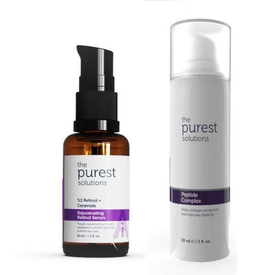 The Purest Solutions Anti-Wrinkle Skincare Set: Retinol & Peptide Serum for Rejuvenation, Wrinkle Reduction & Fine Line 