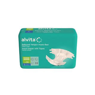 Alvita Adult Diapers L Size 30 Count - Comfortable Textile Surface Incontinence Care for Adults