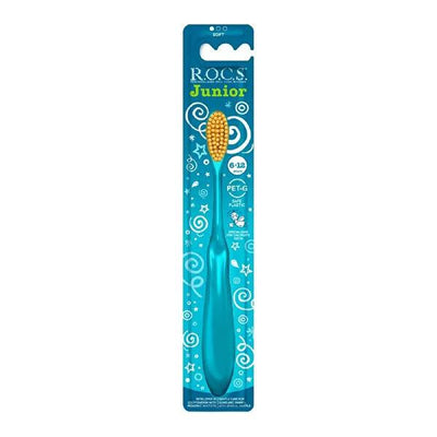 Rocs Junior Manual Toothbrush for Kids Aged 6-12 - Soft Bristles, Gentle on Teeth & Gums