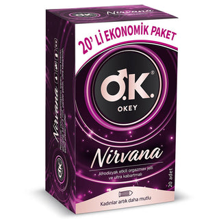 Okey Nirvana Ultra Ribbed Condoms - 20 Count | For Adults and Couples