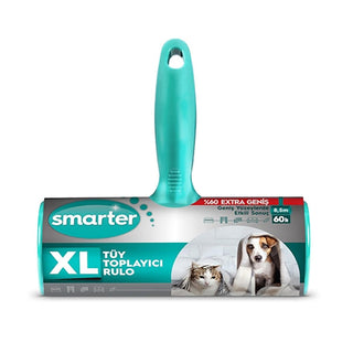 smarter-xl-lint-remover-roller-with-60-sticky-sheets, smarter-xl-tuy-toplayici-roller-in-use, smarter-xl-lint-remover-roller-close-up Smarter XL Lint Remover Roller - 60 Sticky Sheets for Pet Owners & Household Users | 8.5 Meter Roll Smarter XL Lint Remover Roller - 60 Sticky Sheets lint-remover, pet-hair-remover, household-cleaning, sticky-roller, smarter, cleaning-tools, car-cleaning, furniture-cleaning, ai-generated, rollers